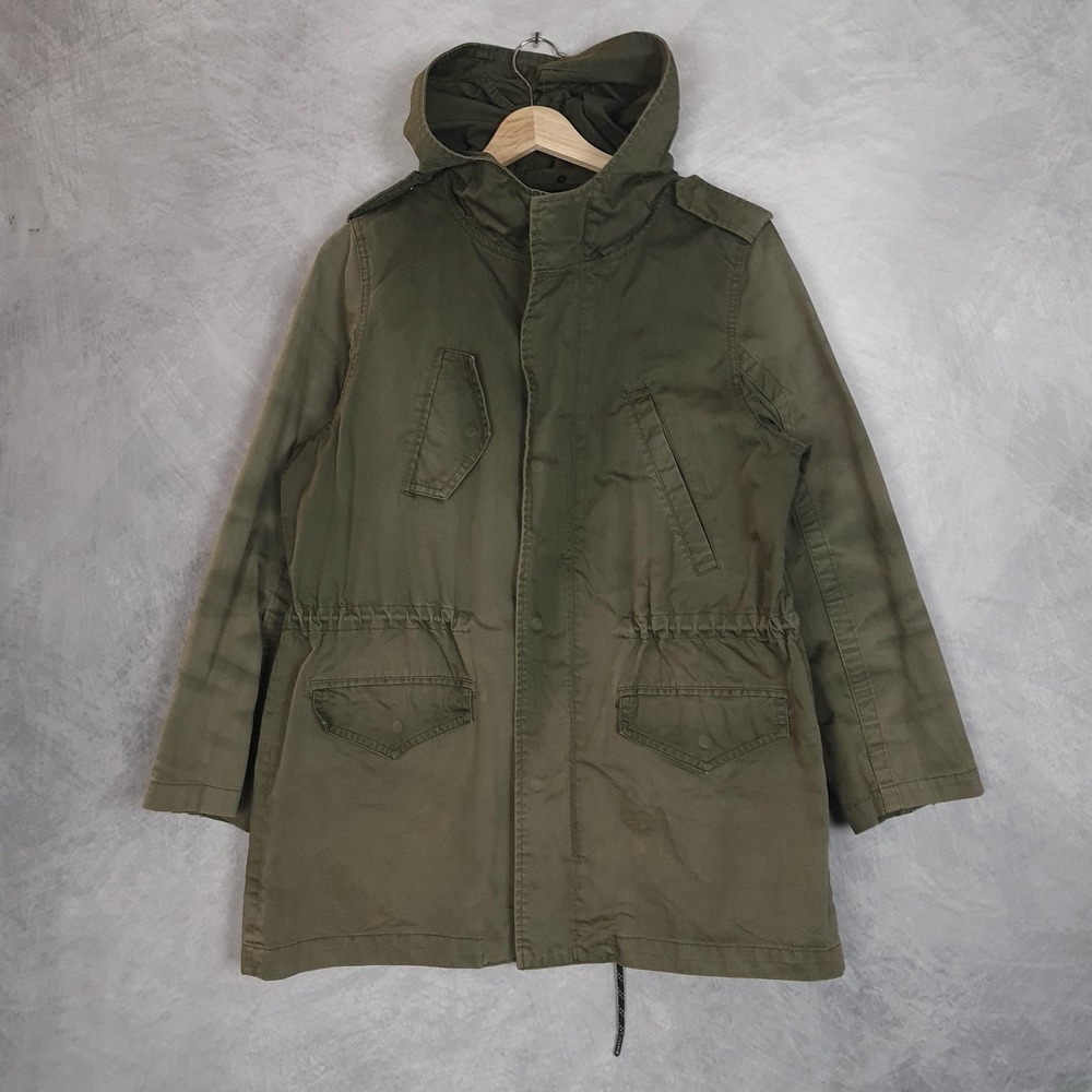Zadig & Voltaire Parka Jacket Womens XS Green Hooded Utility Military Distressed